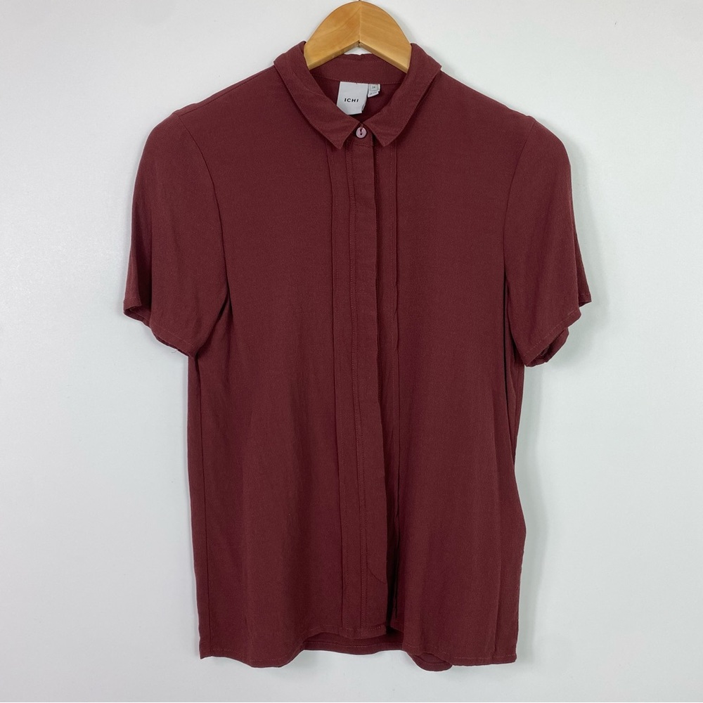 Ichi blouse short sleeve button closure